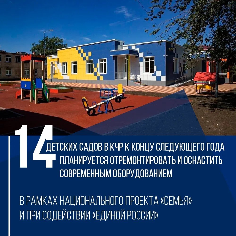 14 детских садов к концу следующего года планируется отремонтировать и оснастить современным оборудованием в КЧР